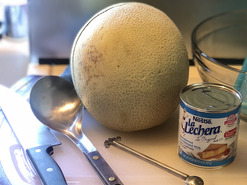 Chef Ena Cantaloupe Dessert Ingredients and equipment